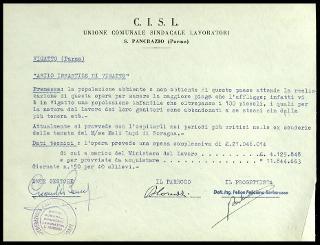 Opere pubbliche promosse dalla C.I.S.L. Unione comunale sindacati lavoratori S. Pancrazio (Parma)
