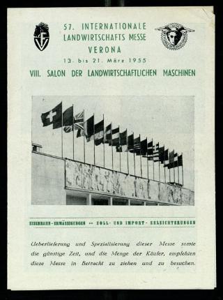 La Fiera internazionale dell'agricoltura di Verona nelle edizioni 1952, 1955 e 1956