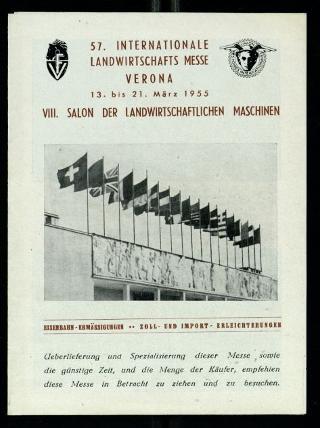 La Fiera internazionale dell'agricoltura di Verona nelle edizioni 1952, 1955 e 1956