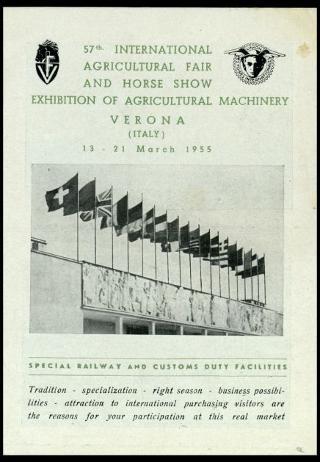 La Fiera internazionale dell'agricoltura di Verona nelle edizioni 1952, 1955 e 1956
