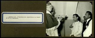 Cerimonia del ricevimento della statua della Madonna consolatrice offerta dai Cavalieri del Santo Sepolcro di Gerusalemme all'Ergastolo di Santo Stefano l'8 agosto 1953