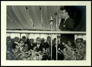 Giovanni Gronchi all'inaugurazione della XV manifestazione dell'Ente fiera internazionale della pesca di Ancona