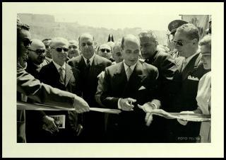 Giovanni Gronchi all'inaugurazione della XV manifestazione dell'Ente fiera internazionale della pesca di Ancona