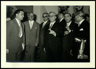Giovanni Gronchi all'inaugurazione della XV manifestazione dell'Ente fiera internazionale della pesca di Ancona