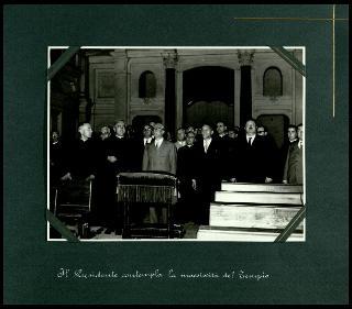 Alba il 7 settembre 1955. Giovanni Gronchi visita la Casa Madre della Pia Società San Paolo, fondata da Don Giacomo Alberione il 20 agosto 1914
