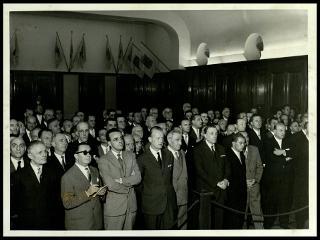 Giovanni Gronchi all'inaugurazione della Sala del Tiepolo nel Palazzo Isimbardi, sede della amministrazione provinciale di Milano