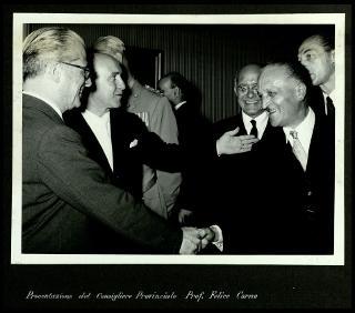Giovanni Gronchi all'inaugurazione della Sala del Tiepolo nel Palazzo Isimbardi, sede della amministrazione provinciale di Milano