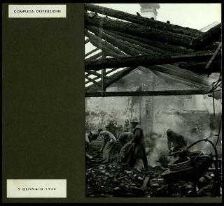 Testimonianze delle officine grafiche Trevisan di Castelfranco Veneto con la documentazione della distruzione a causa di un incendio il 9 gennaio 1956 fino alla ripresa dell'attività nel gennaio 1957