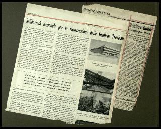 Testimonianze delle officine grafiche Trevisan di Castelfranco Veneto con la documentazione della distruzione a causa di un incendio il 9 gennaio 1956 fino alla ripresa dell'attività nel gennaio 1957