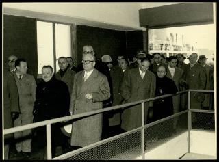 Giovanni Gronchi partecipa all'inaugurazione del grande bacino di carenaggio della Società esercizio bacini napoletani