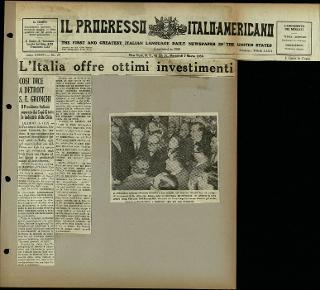 Viaggio in America di Giovanni Gronchi con la moglie Carla Bissatini (ritagli del giornale "Il Progresso Italo-Americano" di New York)
