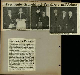 Viaggio in America di Giovanni Gronchi con la moglie Carla Bissatini (ritagli del giornale "Il Progresso Italo-Americano" di New York)
