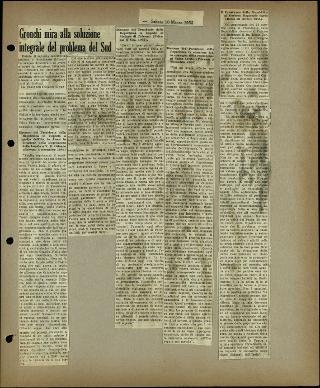 Viaggio in America di Giovanni Gronchi con la moglie Carla Bissatini (ritagli del giornale "Il Progresso Italo-Americano" di New York)