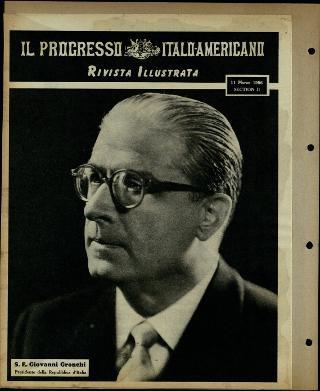 Viaggio in America di Giovanni Gronchi con la moglie Carla Bissatini (ritagli del giornale "Il Progresso Italo-Americano" di New York)