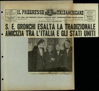 Viaggio in America di Giovanni Gronchi con la moglie Carla Bissatini (ritagli del giornale "Il Progresso Italo-Americano" di New York)