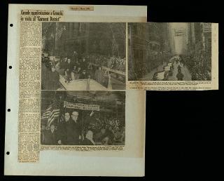 Viaggio in America di Giovanni Gronchi con la moglie Carla Bissatini (ritagli del giornale "Il Progresso Italo-Americano" di New York)