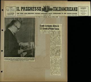 Viaggio in America di Giovanni Gronchi con la moglie Carla Bissatini (ritagli del giornale "Il Progresso Italo-Americano" di New York)
