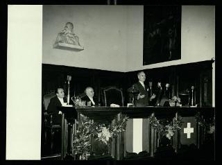 Giovanni Gronchi partecipa alla celebrazione del Cinquantenario del traforo del Sempione (1906-1956)