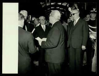 Giovanni Gronchi partecipa alla celebrazione del Cinquantenario del traforo del Sempione (1906-1956)