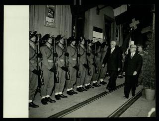Giovanni Gronchi partecipa alla celebrazione del Cinquantenario del traforo del Sempione (1906-1956)