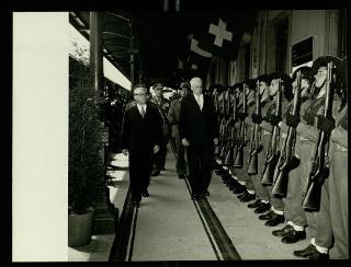 Giovanni Gronchi partecipa alla celebrazione del Cinquantenario del traforo del Sempione (1906-1956)