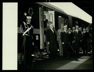 Giovanni Gronchi partecipa alla celebrazione del Cinquantenario del traforo del Sempione (1906-1956)