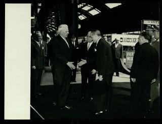 Giovanni Gronchi partecipa alla celebrazione del Cinquantenario del traforo del Sempione (1906-1956)