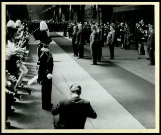 Giovanni Gronchi partecipa alla celebrazione del Cinquantenario del traforo del Sempione (1906-1956)