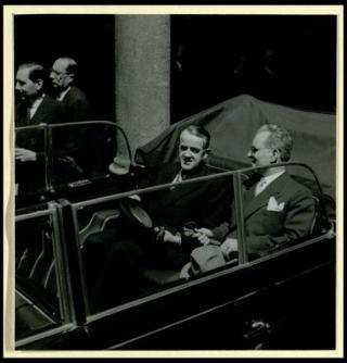 Giovanni Gronchi partecipa alla celebrazione del Cinquantenario del traforo del Sempione (1906-1956)