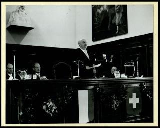 Giovanni Gronchi partecipa alla celebrazione del Cinquantenario del traforo del Sempione (1906-1956)