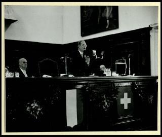 Giovanni Gronchi partecipa alla celebrazione del Cinquantenario del traforo del Sempione (1906-1956)