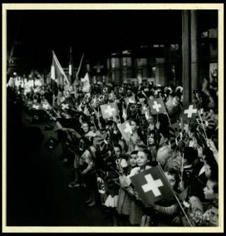 Giovanni Gronchi partecipa alla celebrazione del Cinquantenario del traforo del Sempione (1906-1956)