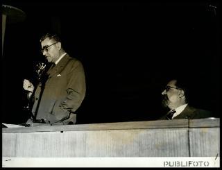 Giovanni Gronchi partecipa alla rassegna internazionale elettronica, nucleare e teleradiocinematografica tenutasi al Palazzo dei Congressi di Roma EUR dal 28 giugno al 15 luglio 1956