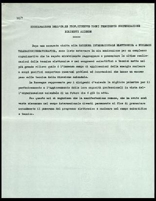 Giovanni Gronchi partecipa alla rassegna internazionale elettronica, nucleare e teleradiocinematografica tenutasi al Palazzo dei Congressi di Roma EUR dal 28 giugno al 15 luglio 1956