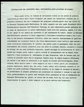 Giovanni Gronchi partecipa alla rassegna internazionale elettronica, nucleare e teleradiocinematografica tenutasi al Palazzo dei Congressi di Roma EUR dal 28 giugno al 15 luglio 1956