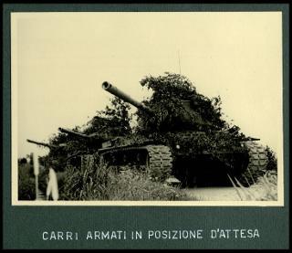 Giovanni Gronchi assiste all'esercitazione militare "Monte Bianco terzo" a Baraggia di Rovasenda il 29 luglio 1956