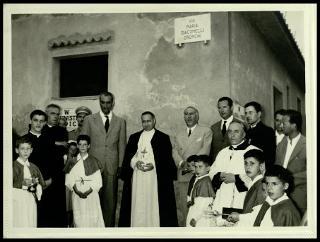 Giovanni Gronchi visita il Centro di colonizzazione di Vicarello di Volterra nel novembre 1956