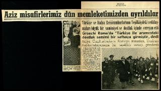 Ritagli di giornali della stampa turca sul viaggio di Gronchi ad Ankara ed Istanbul