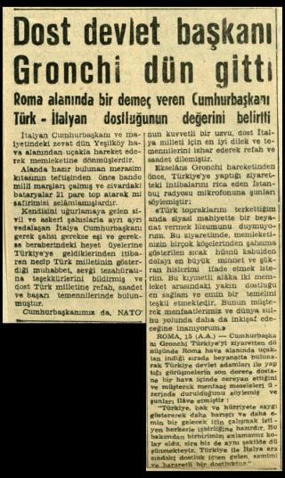 Ritagli di giornali della stampa turca sul viaggio di Gronchi ad Ankara ed Istanbul