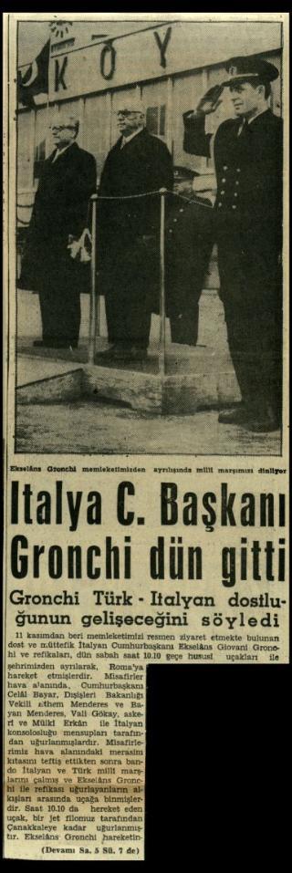 Ritagli di giornali della stampa turca sul viaggio di Gronchi ad Ankara ed Istanbul