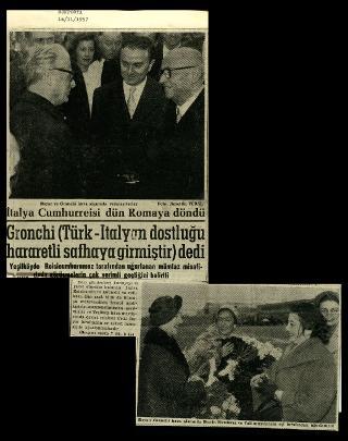 Ritagli di giornali della stampa turca sul viaggio di Gronchi ad Ankara ed Istanbul