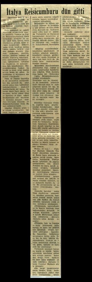 Ritagli di giornali della stampa turca sul viaggio di Gronchi ad Ankara ed Istanbul