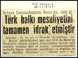 Ritagli di giornali della stampa turca sul viaggio di Gronchi ad Ankara ed Istanbul