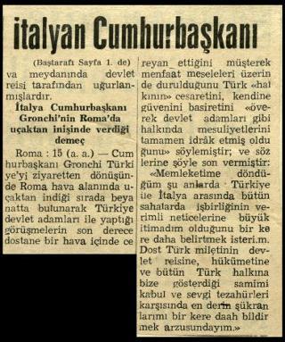 Ritagli di giornali della stampa turca sul viaggio di Gronchi ad Ankara ed Istanbul