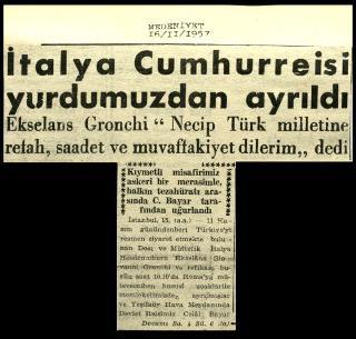 Ritagli di giornali della stampa turca sul viaggio di Gronchi ad Ankara ed Istanbul