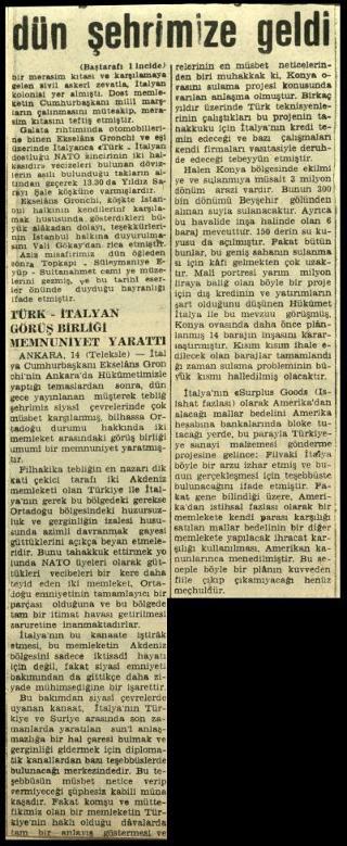 Ritagli di giornali della stampa turca sul viaggio di Gronchi ad Ankara ed Istanbul