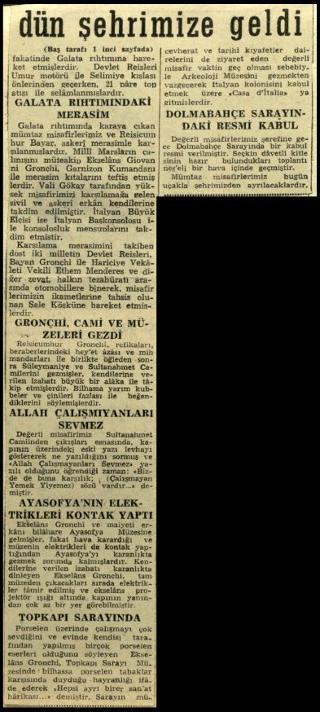 Ritagli di giornali della stampa turca sul viaggio di Gronchi ad Ankara ed Istanbul