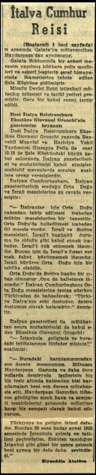 Ritagli di giornali della stampa turca sul viaggio di Gronchi ad Ankara ed Istanbul