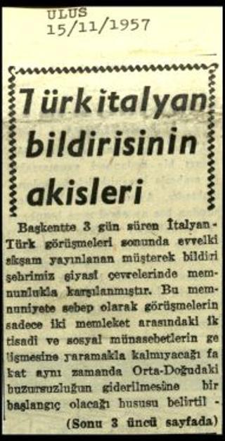 Ritagli di giornali della stampa turca sul viaggio di Gronchi ad Ankara ed Istanbul