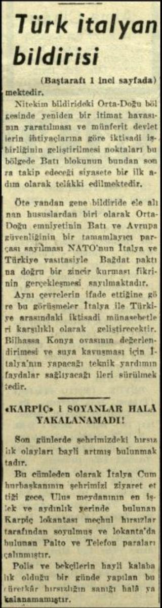 Ritagli di giornali della stampa turca sul viaggio di Gronchi ad Ankara ed Istanbul